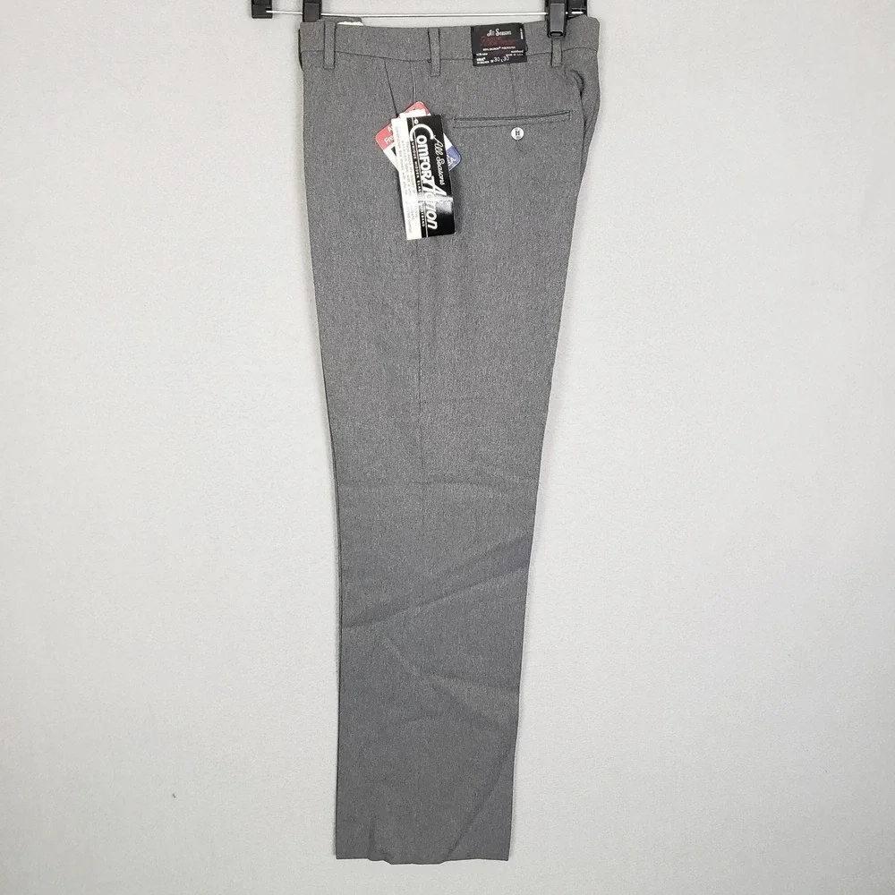 Vintage Milliken Dress Pants Gray Action Suit Elastic Waist 30x30 Deadstock NWT